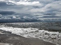 Beach with stormy sky